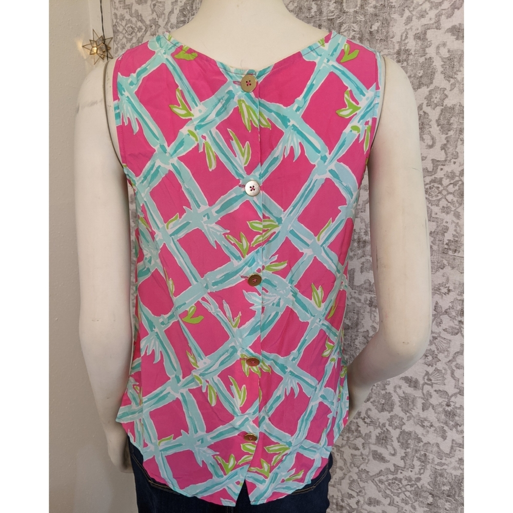Lilly Pulitzer Pink & Turquoise Iona silk tank - Picture 6 of 9